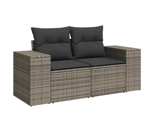 Set de sofás de jardín con cojines 9 pzas ratán sintético gris