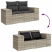Set muebles jardín 9 pzas y cojines ratán sintético gris claro