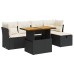 Set sofás jardín y cojines 6 pzas ratán sintético acacia negro