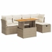 Set sofás jardín y cojines 6 pzas ratán sintético acacia beige