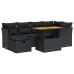 Set sofás jardín y cojines 7 pzas ratán sintético acacia negro