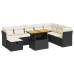 Set sofás jardín y cojines 9 pzas ratán sintético acacia negro