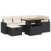 Set sofás jardín y cojines 8 pzas ratán sintético acacia negro