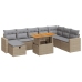 Set sofás jardín y cojines 9 pzas ratán sintético acacia beige
