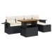 Set sofás jardín y cojines 6 pzas ratán sintético acacia negro