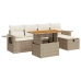 Set sofás jardín y cojines 6 pzas ratán sintético acacia beige