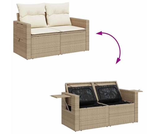 Set sofás jardín y cojines 6 pzas ratán sintético acacia beige