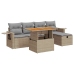 Set sofás jardín y cojines 6 pzas ratán sintético acacia beige