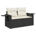 Set sofás jardín y cojines 8 pzas ratán sintético acacia negro