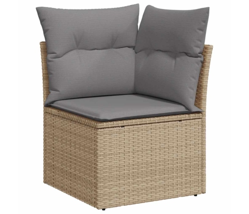 Set sofás jardín y cojines 5 pzas ratán sintético acacia beige