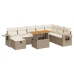 Set sofás jardín y cojines 9 pzas ratán sintético acacia beige