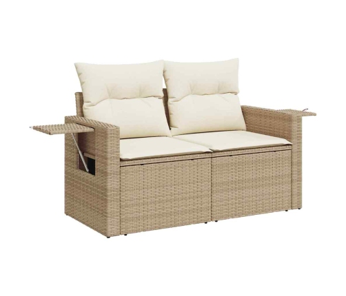 Set sofás jardín y cojines 9 pzas ratán sintético acacia beige