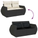 Set sofás jardín y cojines 6 pzas ratán sintético acacia negro