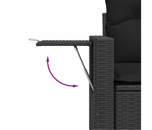 Set sofás jardín y cojines 6 pzas ratán sintético acacia negro