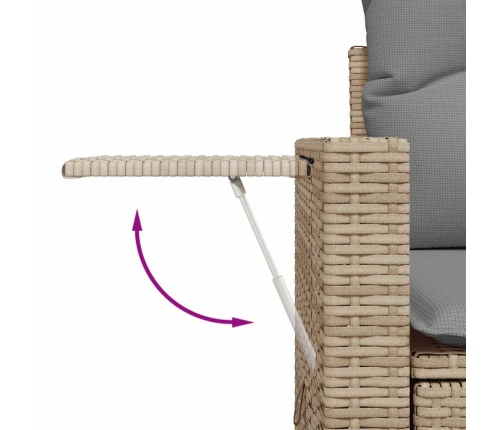 Set sofás jardín y cojines 6 pzas ratán sintético acacia beige