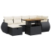 Set sofás jardín y cojines 8 pzas ratán sintético acacia negro