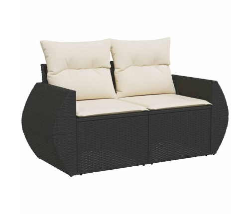 Set sofás jardín y cojines 8 pzas ratán sintético acacia negro