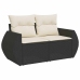 Set sofás jardín y cojines 8 pzas ratán sintético acacia negro