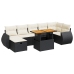 Set sofás jardín y cojines 5 pzas ratán sintético acacia negro