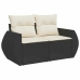 Set sofás jardín y cojines 5 pzas ratán sintético acacia negro