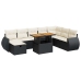 Set sofás jardín y cojines 9 pzas ratán sintético acacia negro