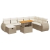 Set sofás jardín y cojines 9 pzas ratán sintético acacia beige