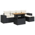 Set sofás jardín y cojines 6 pzas ratán sintético acacia negro