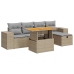 Set sofás jardín y cojines 6 pzas ratán sintético acacia beige