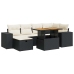 Set sofás jardín y cojines 8 pzas ratán sintético acacia negro