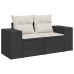 Set sofás jardín y cojines 8 pzas ratán sintético acacia negro