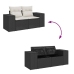 Set sofás jardín y cojines 8 pzas ratán sintético acacia negro