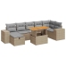 Set sofás jardín y cojines 5 pzas ratán sintético acacia beige