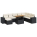 Set sofás jardín y cojines 9 pzas ratán sintético acacia negro