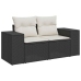 Set sofás jardín y cojines 9 pzas ratán sintético acacia negro