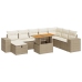 Set sofás jardín y cojines 9 pzas ratán sintético acacia beige
