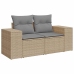 Set sofás jardín y cojines 9 pzas ratán sintético acacia beige