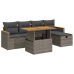 Set de muebles de jardín 6 pzas y cojines ratán sintético gris