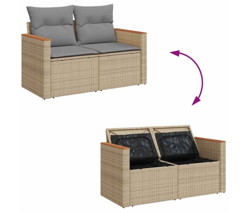 Set de sofás de jardín y cojines 8 piezas ratán sintético beige
