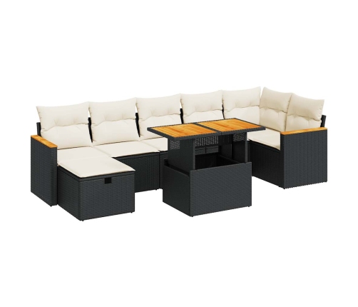 Set de muebles de jardín 5 pzas y cojines ratán sintético negro