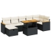 Set de muebles de jardín 5 pzas y cojines ratán sintético negro