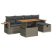 Set de muebles de jardín 6 pzas y cojines ratán sintético gris