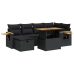 Set de sofás de jardín y cojines 8 piezas ratán sintético negro