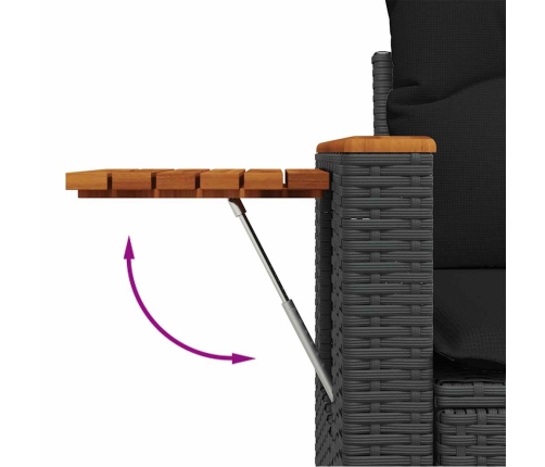 Set de sofás de jardín y cojines 8 piezas ratán sintético negro