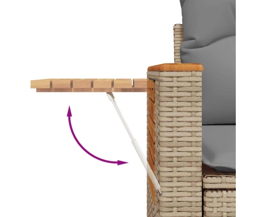 Set de sofás de jardín y cojines 8 piezas ratán sintético beige