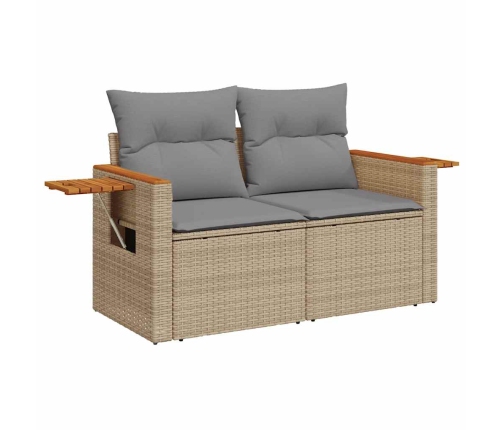 Set de sofás de jardín y cojines 8 piezas ratán sintético beige