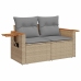 Set de sofás de jardín y cojines 8 piezas ratán sintético beige