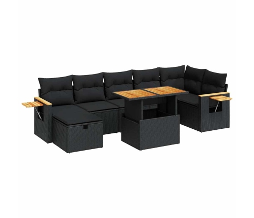 Set de muebles de jardín 5 pzas y cojines ratán sintético negro