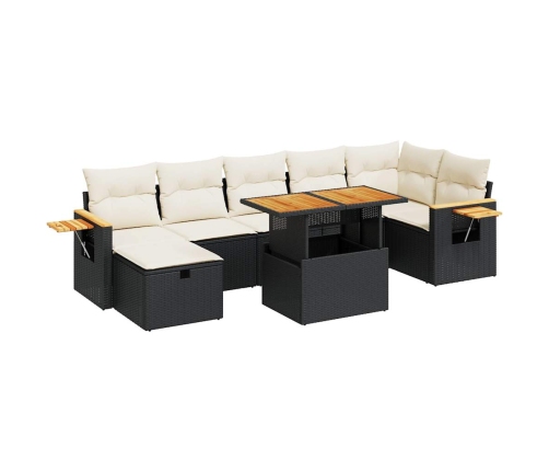 Set de muebles de jardín 5 pzas y cojines ratán sintético negro