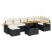 Set de muebles de jardín 5 pzas y cojines ratán sintético negro