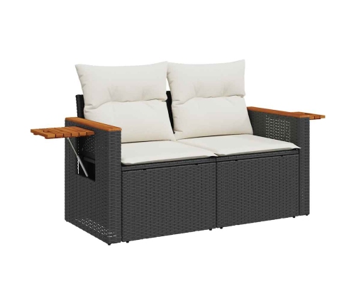 Set de muebles de jardín 5 pzas y cojines ratán sintético negro